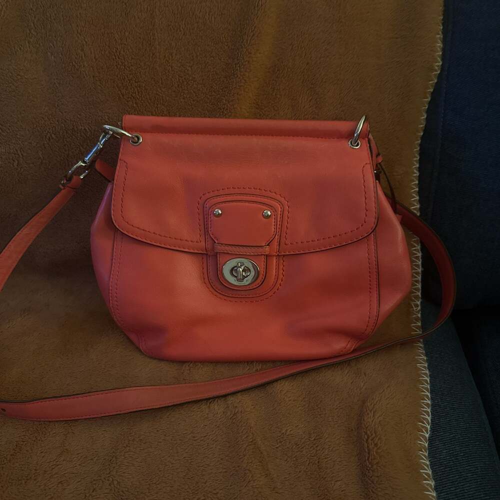 Coach Legacy Willis Vermillion Orange Leather Satchel Handbag 19132